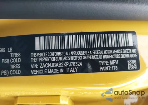 2019 Jeep Renegade Sport 4X4 z USA, uszkodzony, nr VIN ZACNJBAB2KPJ78324